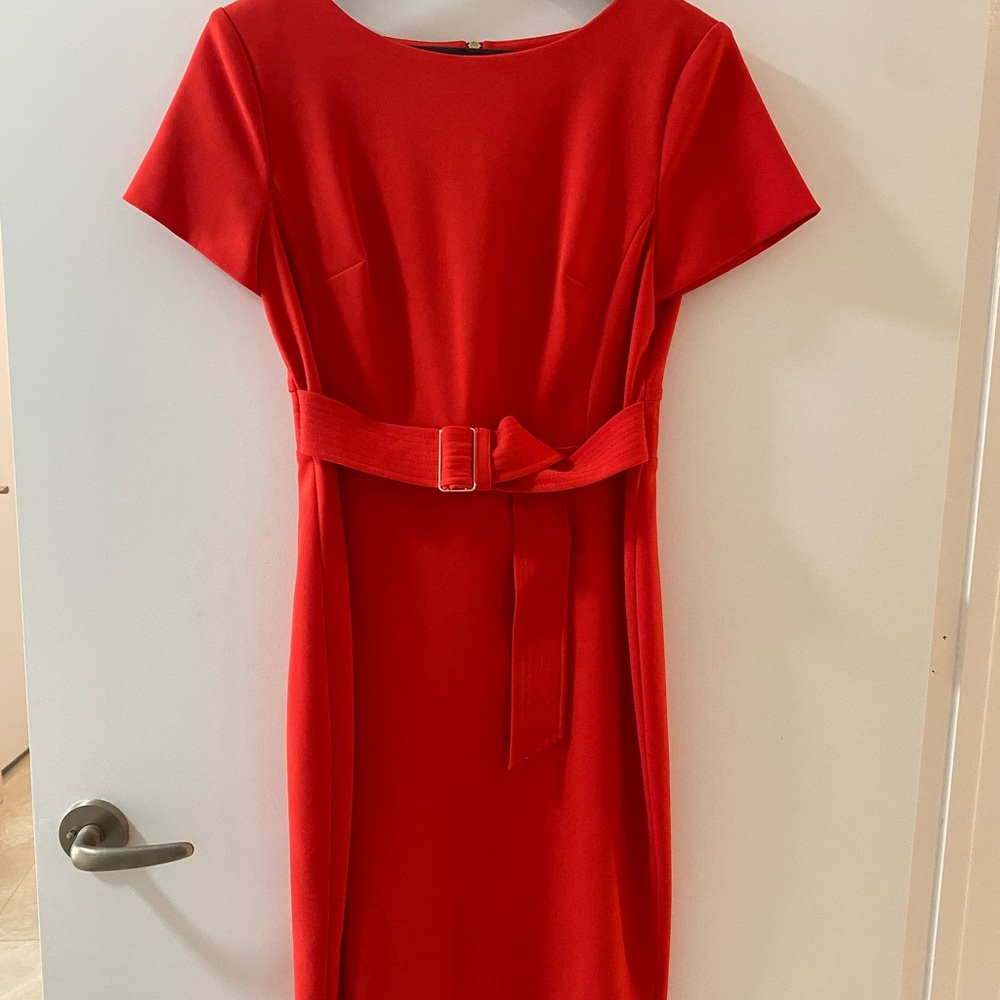 Calvin Klein Red Midi Dress with Belt